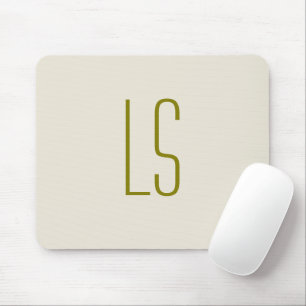 Sage green monogram initial simple mouse pad