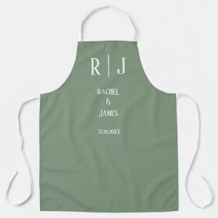 Sage Green Monogram Initial Wedding Gift Favor  Apron