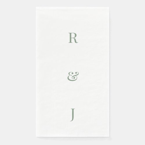 Sage Green Monogram Initials Engagement Wedding Paper Guest Towels