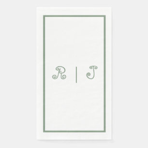 Sage Green Monogram Initials Letters 2025 Wedding Paper Guest Towels