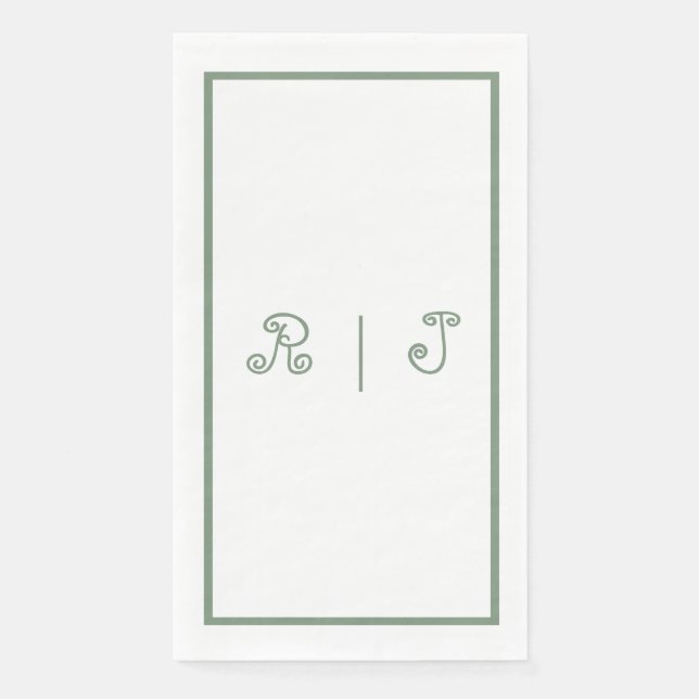 Sage Green Monogram Initials Letters 2025 Wedding Paper Guest Towels (Front)