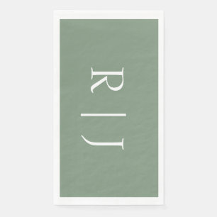  Sage Green Monogram Initials Letters Wedding Paper Guest Towels