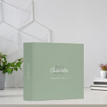 Sage green monogram initials name 3 ring binder<br><div class="desc">A trendy sage green background. Personalize and add your first name,  monogram initials,  letters and full name. 
Spine: add a text.</div>