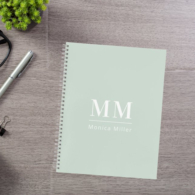 Sage green monogram initials notebook (Creator Uploaded)
