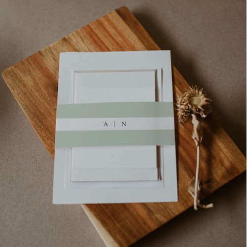 Sage Green Monogram Invitation Belly Band