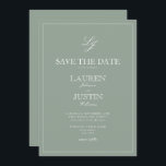 Sage Green Monogram Modern Script Save the Date Invitation<br><div class="desc">Announce your special day with sophistication using our Sage Green Monogram Modern Script Save the Date Invitation. This beautifully crafted invitation features a luxurious sage green and white palette, perfect for any formal affair. The elegant calligraphy script and classic monogram design add a touch of refinement and charm, making it...</div>