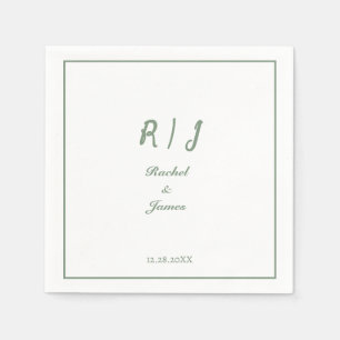 Sage Green Monogram Name Elegant Script Wedding Napkins