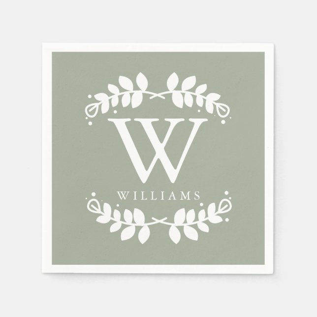 Sage Green Monogram Napkins (Front)