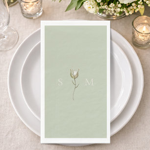 Sage Green Monogram Paper Guest Towels