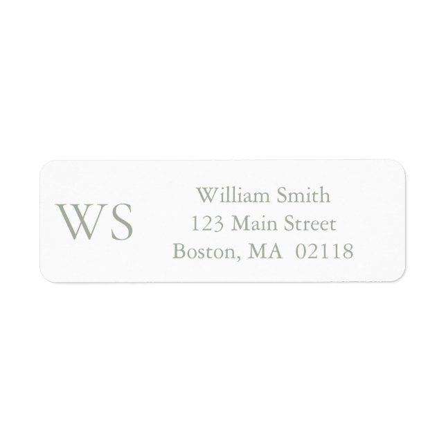 Sage Green Monogram Return Address Label (Front)