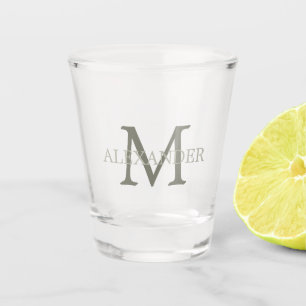 Sage Green Monogram Shot Glass