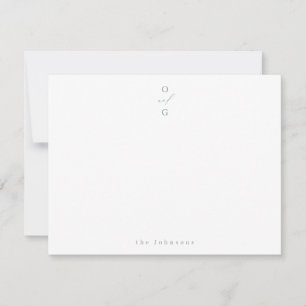 Sage Green monogram simple personalized Stationery Note Card