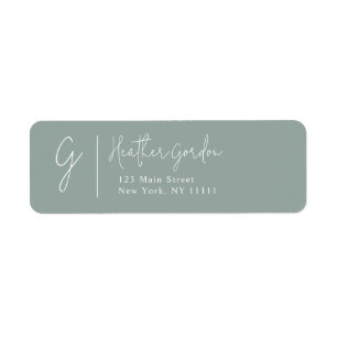 Sage Green Monogram Simple Return Address Label