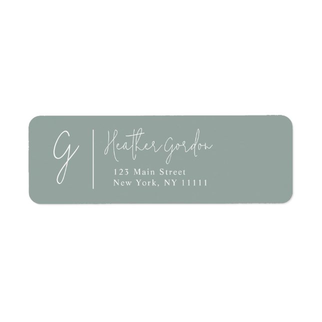 Sage Green Monogram Simple Return Address Label (Front)