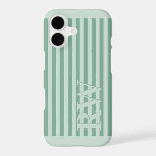 Sage Green Monogram Stripes iPhone 17 Case