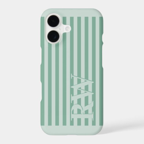Sage Green Monogram Stripes iPhone 17 Case