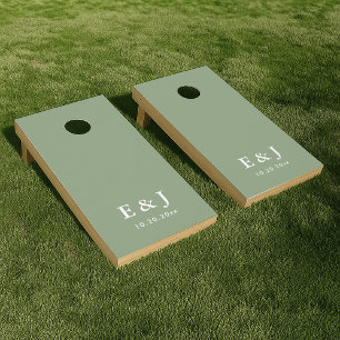 Sage Green Monogram Wedding  Cornhole Set