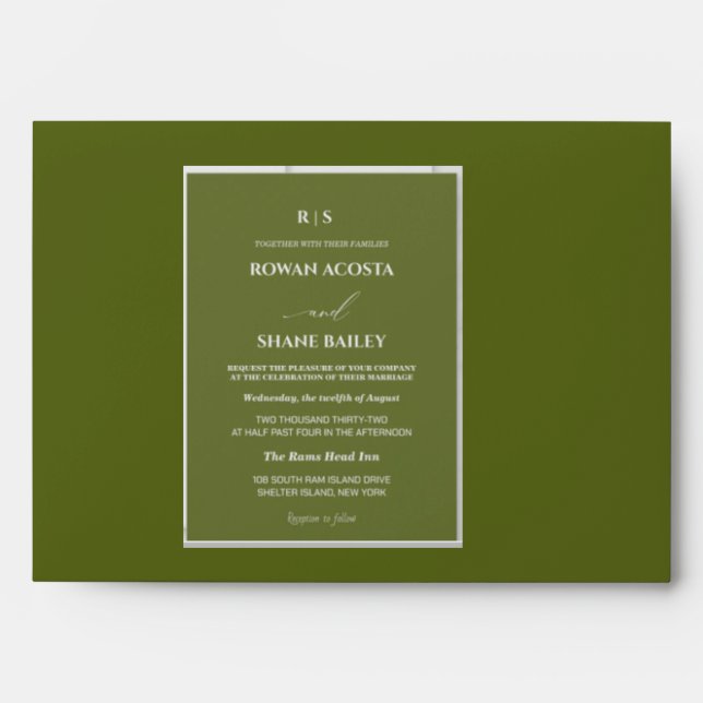Sage Green Monogram Wedding Envelope (Front)