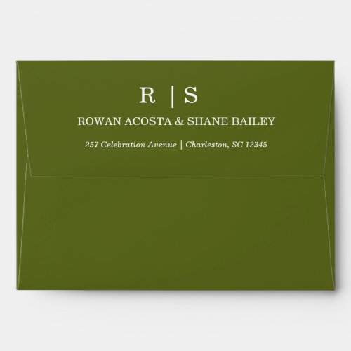 Sage Green Monogram Wedding Envelope