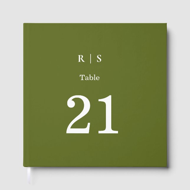 Sage Green Monogram Wedding Foil Guest Book (Front)