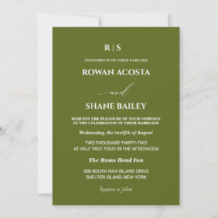 Sage Green Monogram Wedding Invitation