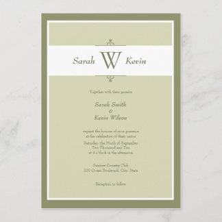 Sage Green Monogram Wedding Invitations