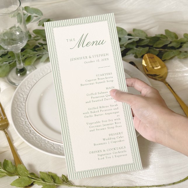 Sage Green Monogram Wedding Menu Card (Creator Uploaded)
