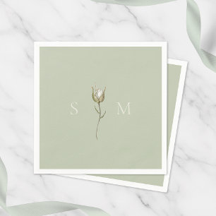 Sage Green Monogram Wedding Napkins