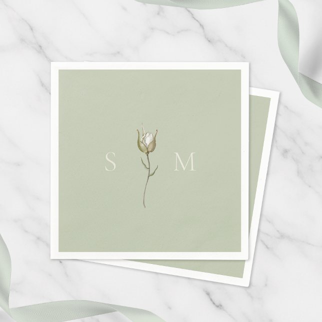 Sage Green Monogram Wedding Napkins (Creator Uploaded)
