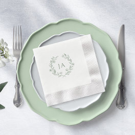 Sage Green Monogram Wedding Napkins