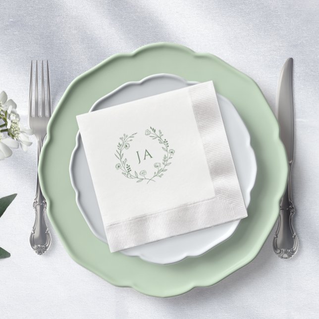 Sage Green Monogram Wedding Napkins (Creator Uploaded)