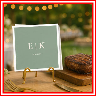 Sage Green Monogram Wedding Napkins