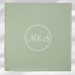 Sage green Monogrammed Duvet Cover