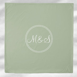 Sage green Monogrammed Duvet Cover