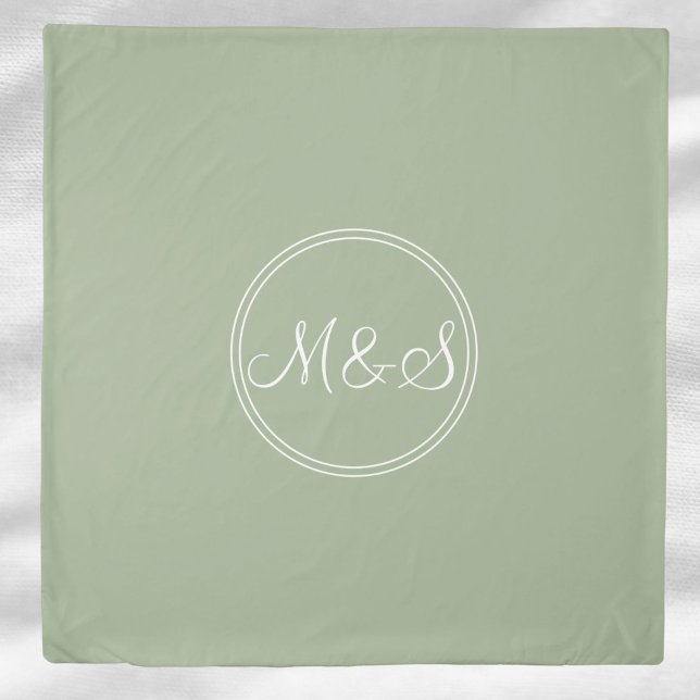 Sage green Monogrammed Duvet Cover (Creator Uploaded)