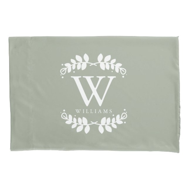 Sage Green Monogrammed Pillow Case (Front)