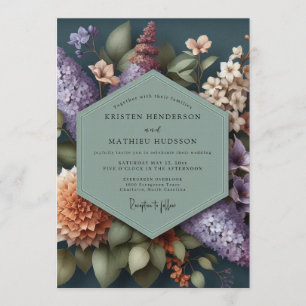 Sage Green Moody Botanical Wedding Invitation