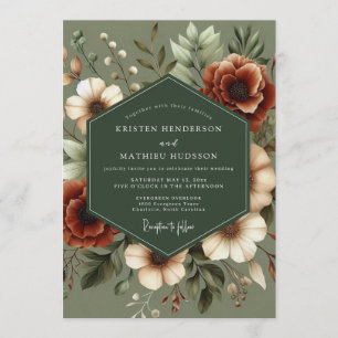 Sage Green Moody Harvest Wedding Invitation