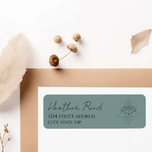 Sage Green Moth Moon Phase Return Address label