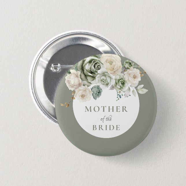 Sage Green Mother of the Bride Bridal Shower Button (Front & Back)