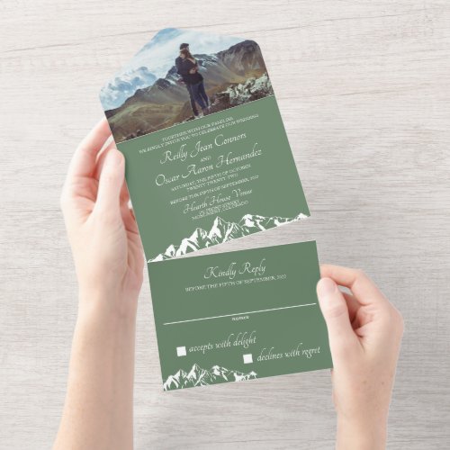 Sage Green Mountain All In One Invitation