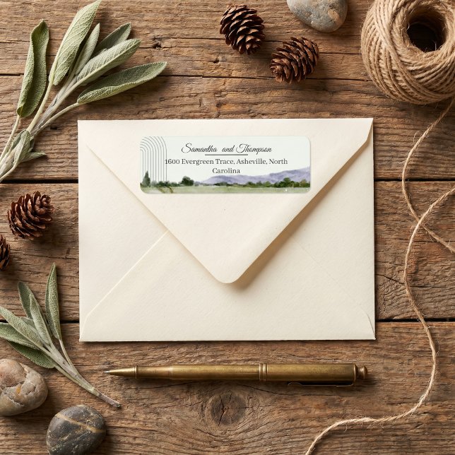Sage Green Mountain Forest Arch Rustic Woodland Label (Sage Green Mountain Forest Arch Rustic Woodland Wedding Return Address)