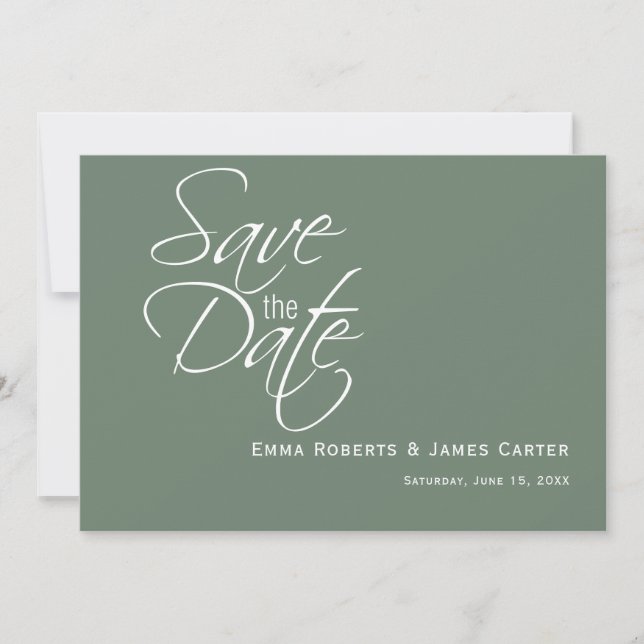Sage Green Mountain Photo Save the Date (Front)