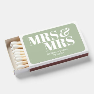 Sage Green Mrs & Mrs Personalized Wedding Matches