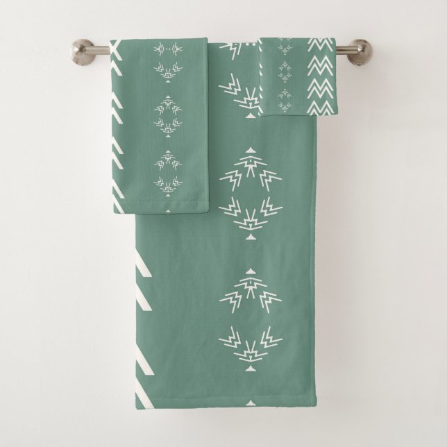 Sage Green Mud-Cloth Bath Towel Set (Insitu)