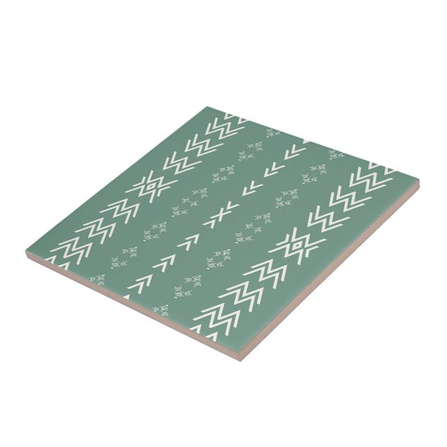 Sage Green Mud-Cloth Ceramic Tile (Side)