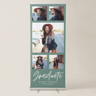 Sage green multi photo typography graduation retractable banner