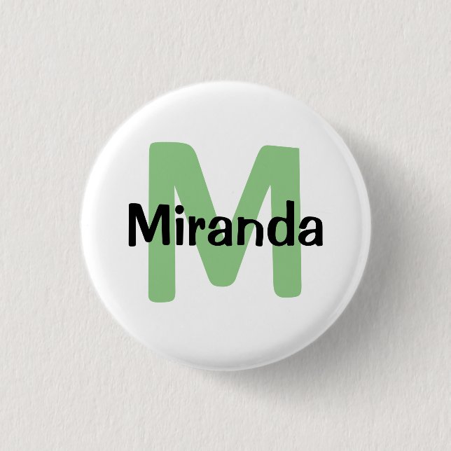 Sage green, Name and initial bachelorette  Button (Front)