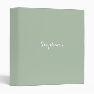 Sage Green Name Modern Elegant Monogram Boho 3 Ring Binder