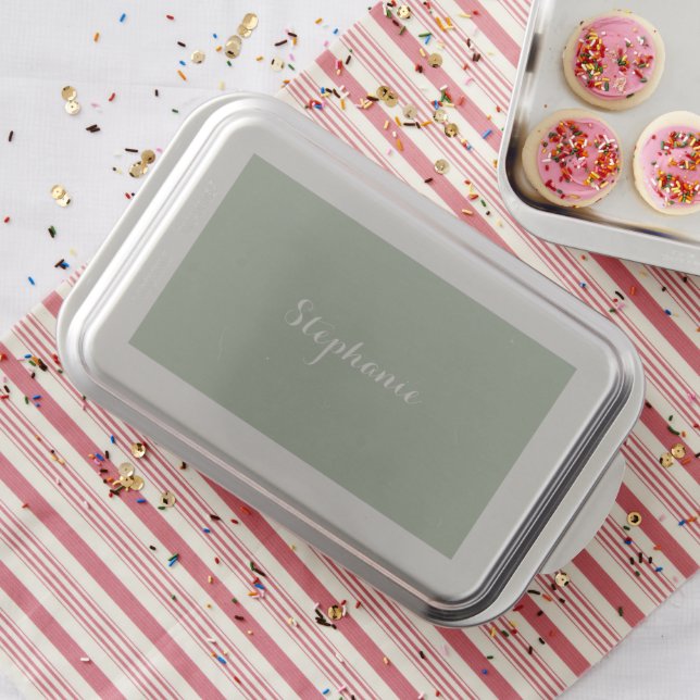 Sage Green Name Modern Elegant Monogram Boho Cake Pan (In Situ)
